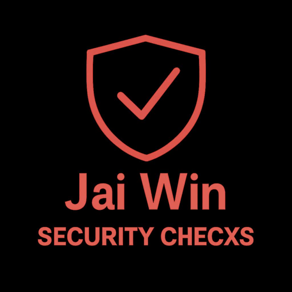 A professional badge design for Jai Win Security Checks emphasizing user safety.