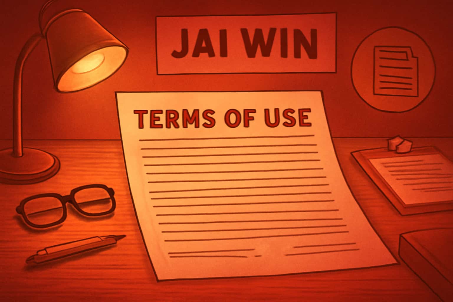 Informational graphic portraying the Jai Win Terms of Use.