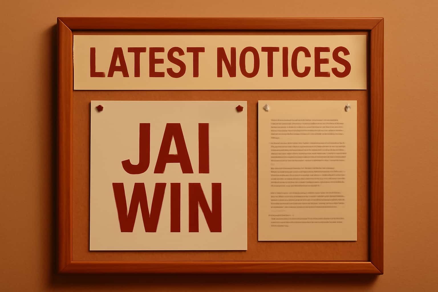 An informative visual representation of Latest Jai Win Notices with clear text.